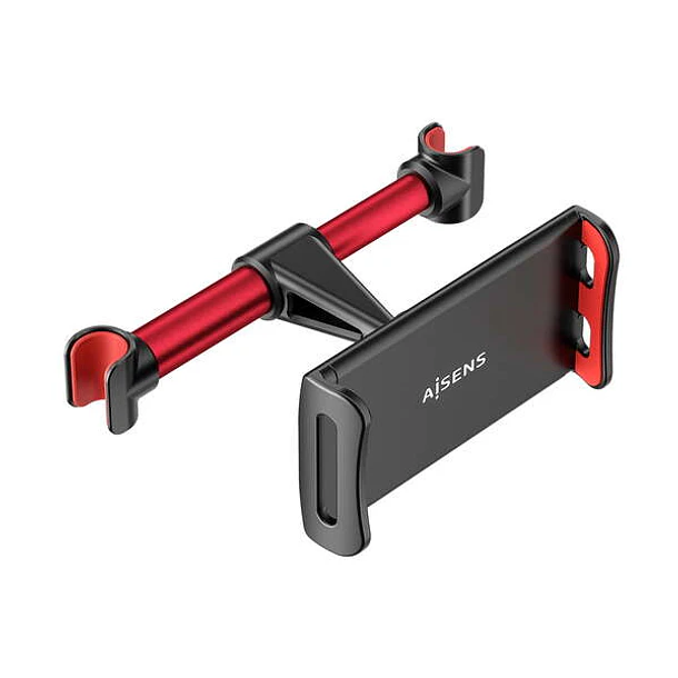 Aisens Soporte Coche Ajustable (1 Pivote) para Reposacabezas para Telefono / Tablet - Color Rojo