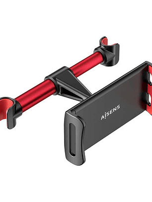 Aisens Soporte Coche Ajustable (1 Pivote) para Reposacabezas para Telefono / Tablet - Color Rojo