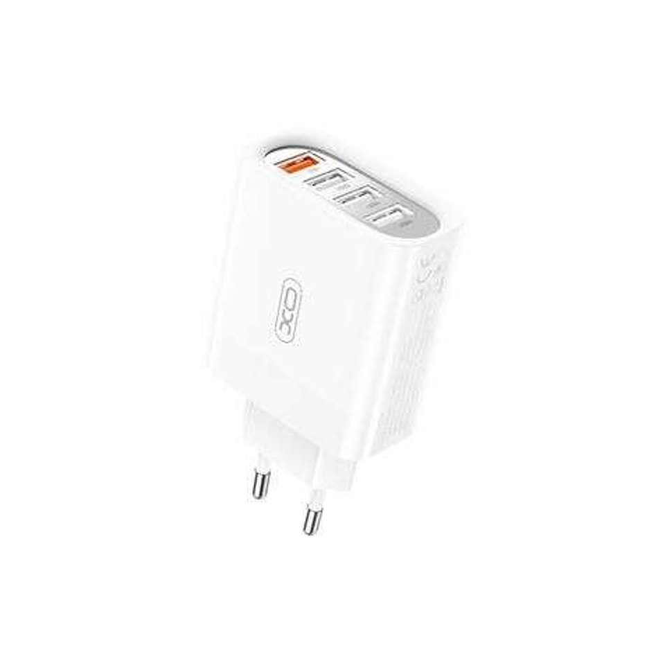 XO Cargador USB de 4 Puertos - Potencia Total de 18W - Salida Simultanea de 2 o 3 Puertos - Proteccion Inteligente - Peso de 62gr - Color Blanco 1