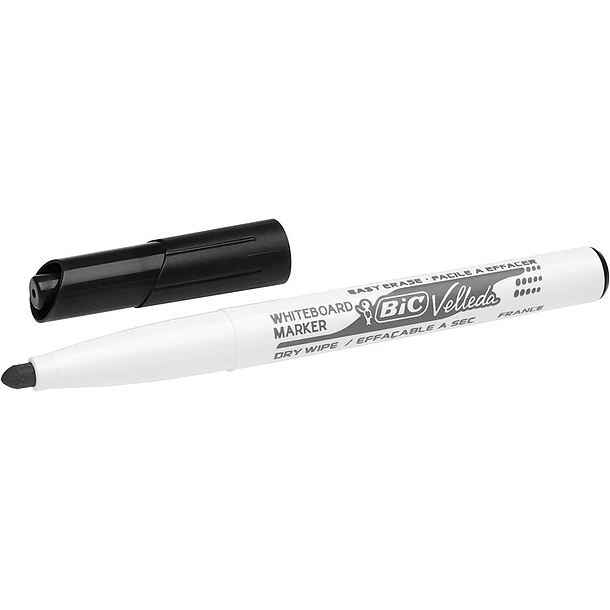 Bic Velleda 1741 Marcador para Pizarra - Punta de 4.5 mm - Trazo 1.4mm - Tinta con Base de Acetona - Borrado Optimo - Larga Duracion - Color Negro