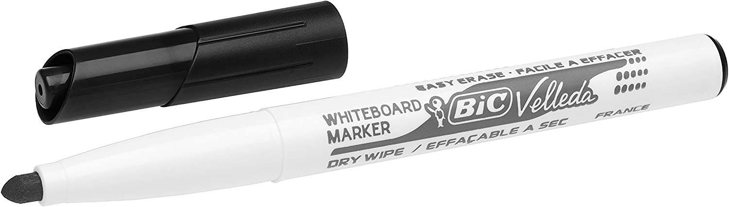 Bic Velleda 1741 Marcador para Pizarra - Punta de 4.5 mm - Trazo 1.4mm - Tinta con Base de Acetona - Borrado Optimo - Larga Duracion - Color Negro 1