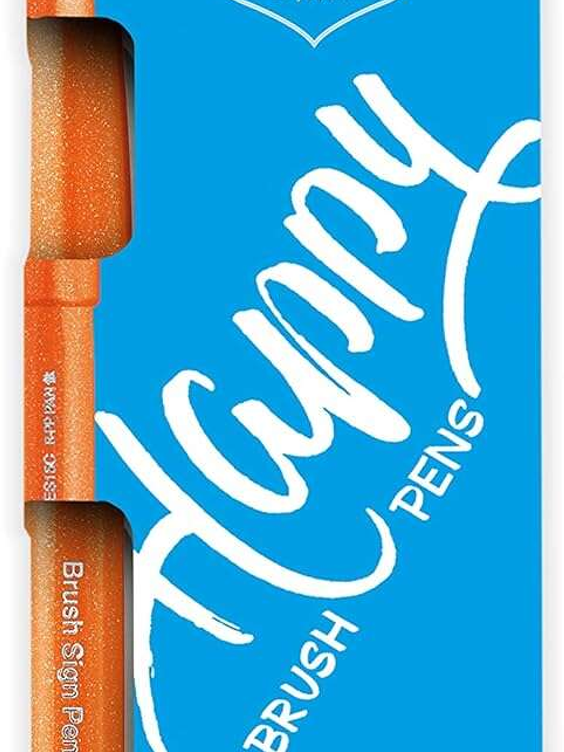 Pentel Brush Sing Pen Happy Pack de 4 Rotuladores con Punta de Pincel - Lineas Finas o Gruesas dependiendo de la Presion - Fabricados con 81% de Plast 1