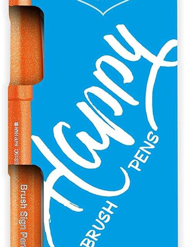 Pentel Brush Sing Pen Happy Pack de 4 Rotuladores con Punta de Pincel - Lineas Finas o Gruesas dependiendo de la Presion - Fabricados con 81% de Plast 1