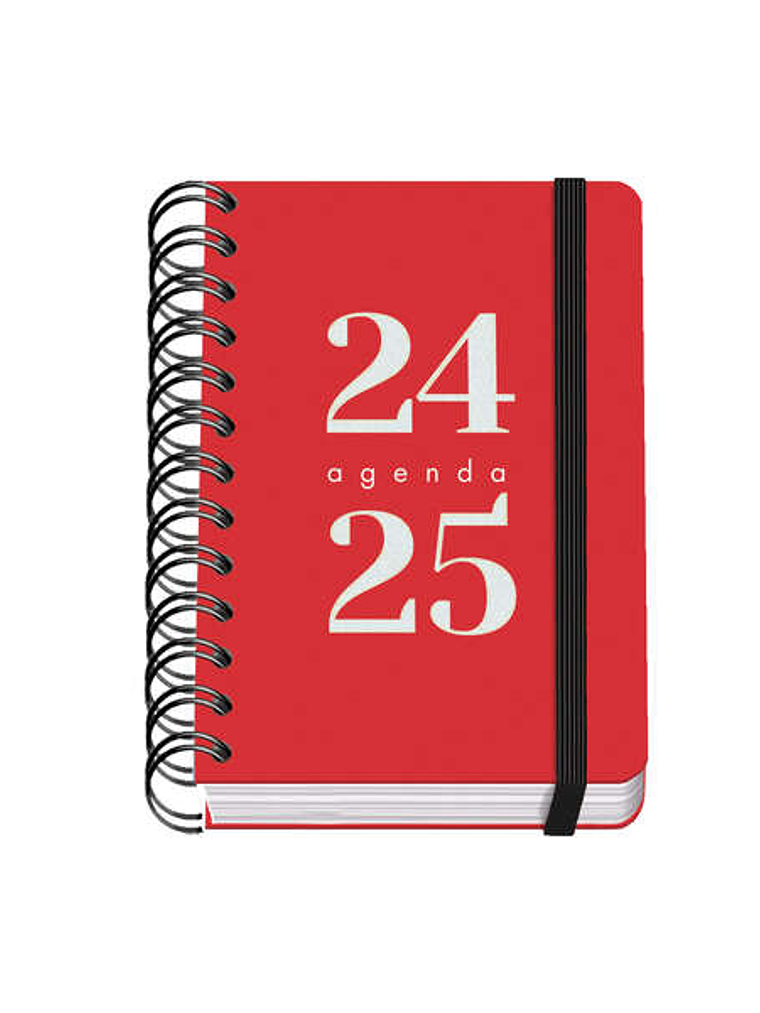 Dohe Grammar Agenda Escolar Espiral A6 - Dia Pagina - Papel 80g/m2 - Cubierta de Polipropileno - Cierre de Goma Elastica - Tamaño 10x15cm - Color Rojo 1