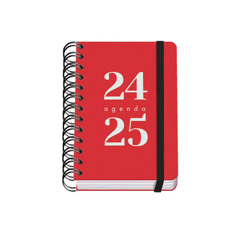 Dohe Grammar Agenda Escolar Espiral A6 - Dia Pagina - Papel 80g/m2 - Cubierta de Polipropileno - Cierre de Goma Elastica - Tamaño 10x15cm - Color Rojo 1