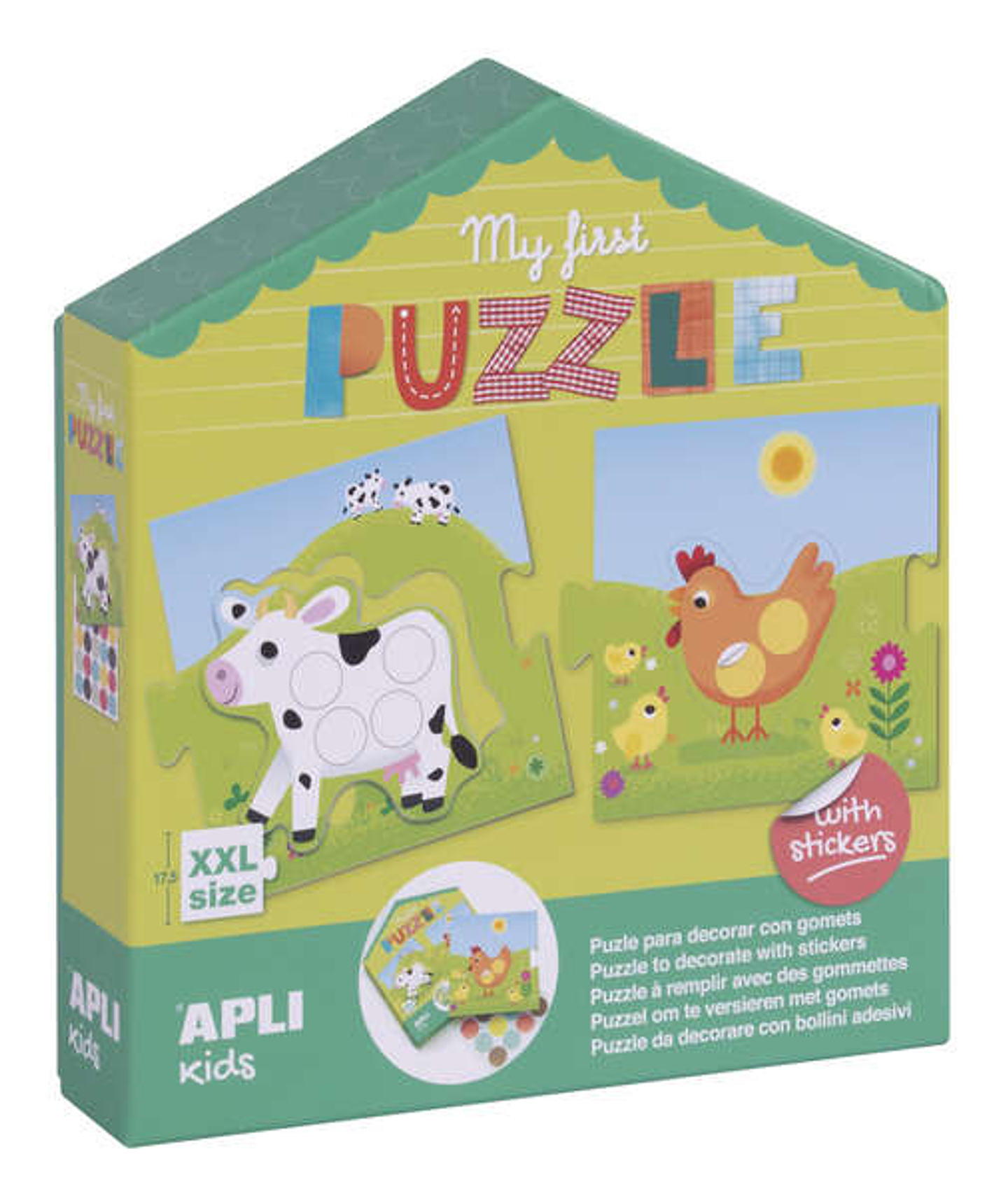 Apli My First Puzzle con Gomets - Ideal para Niños Pequeños - Fomenta la Coordinacion y la Concentracion - Incluye Pegatinas para Decorar El Puzzle 1