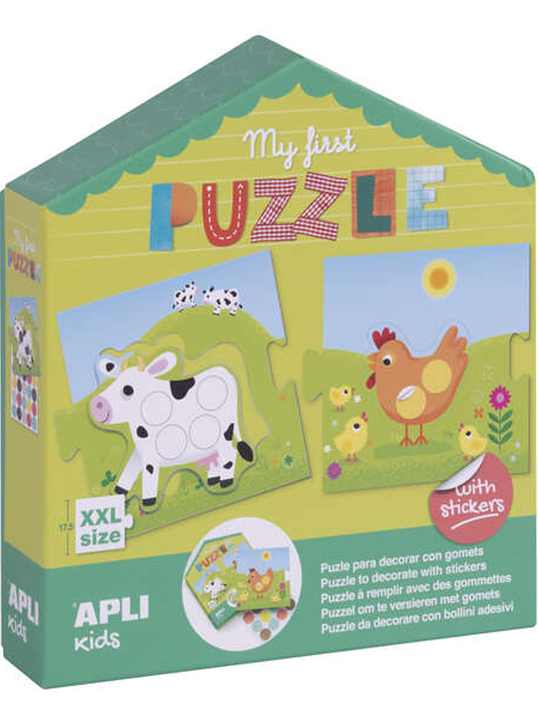 Apli My First Puzzle con Gomets - Ideal para Niños Pequeños - Fomenta la Coordinacion y la Concentracion - Incluye Pegatinas para Decorar El Puzzle 1