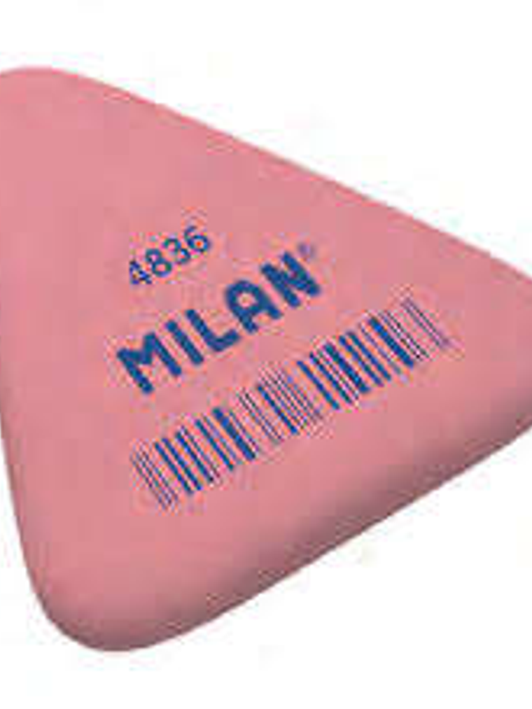 Milan 4836 Goma de Borrar Triangular Flexible - Miga de Pan - Caucho Sintetico - Envueltas Individualmente - Color Rosa 1