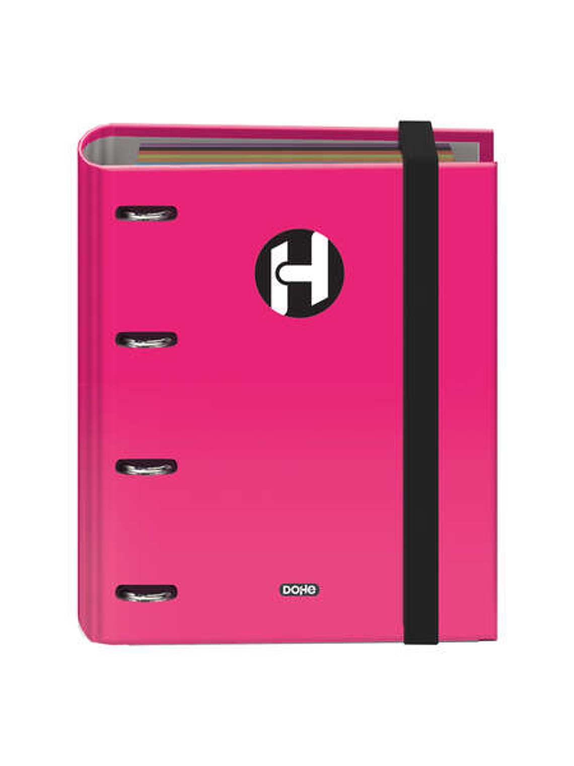 Dohe Serie Icon Carpeta de 4 Anillas Formato A5 con Recambio de 100 Hojas de 90 gr y 4 Taladros - Cierre con Goma Elastica - Anillas de 25mm - Color R 1