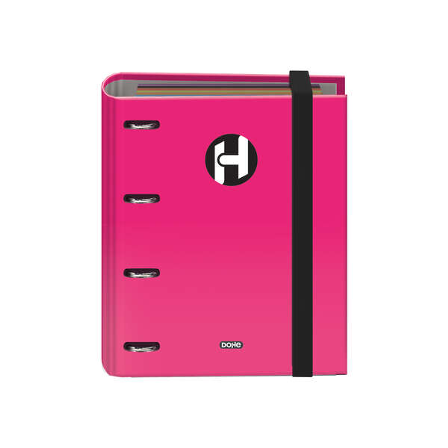 Dohe Serie Icon Carpeta de 4 Anillas Formato A5 con Recambio de 100 Hojas de 90 gr y 4 Taladros - Cierre con Goma Elastica - Anillas de 25mm - Color R 1