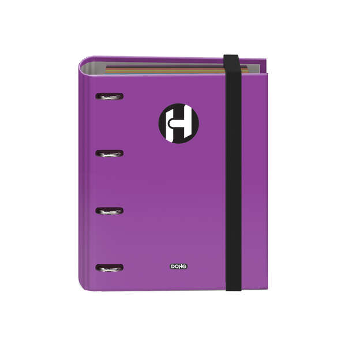 Dohe Serie Icon Carpeta de 4 Anillas Formato A5 con Recambio de 100 Hojas de 90 gr y 4 Taladros - Cierre con Goma Elastica - Anillas de 25mm - Color M 1