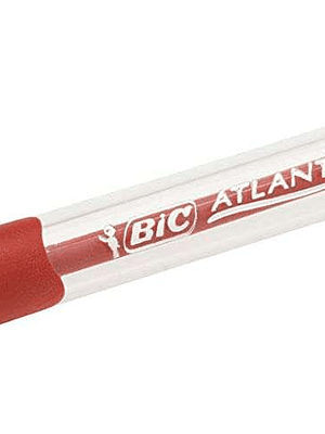 Bic Atlantis Classic Boligrafo Retractil - Punta de 1mm - Cuerpo Transparente con Grip - Color Rojo