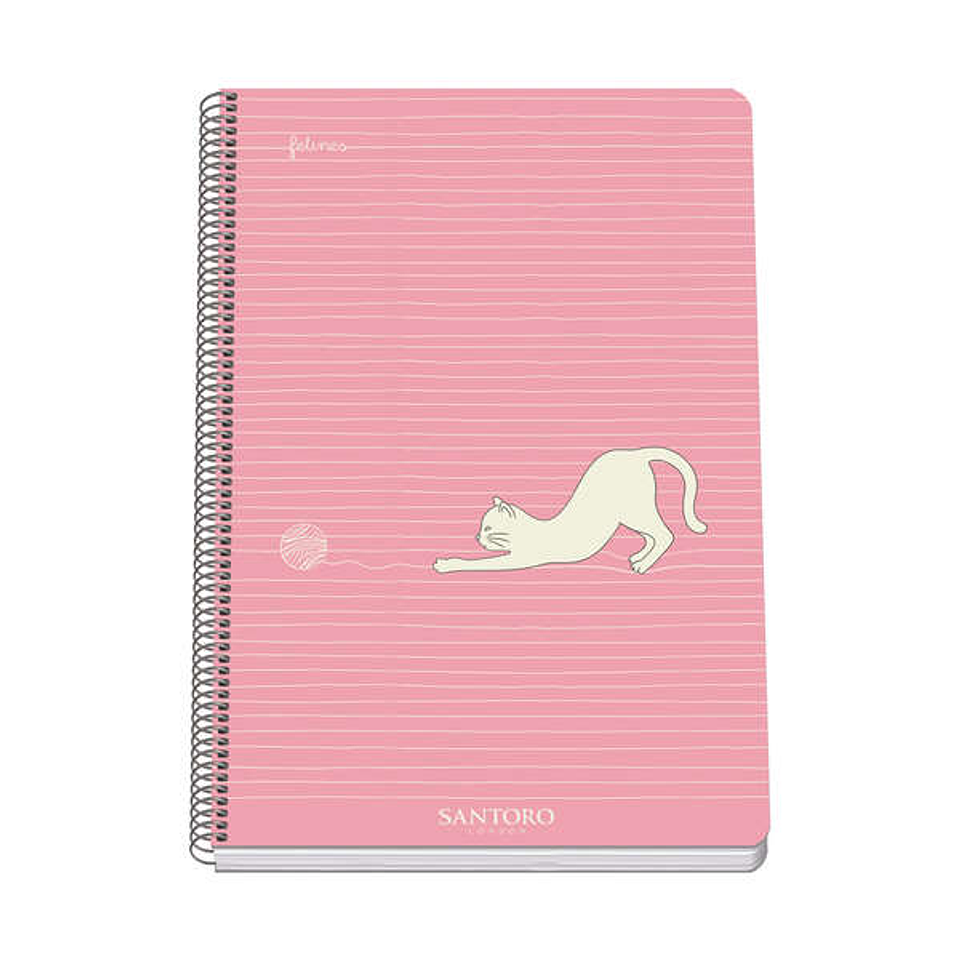 Dohe Santoro Felines Cuaderno Espiral Tapa Rigida - Tamaño Folio de 80 Hojas 90gr - Hojas con Cuadricula 4mm 1