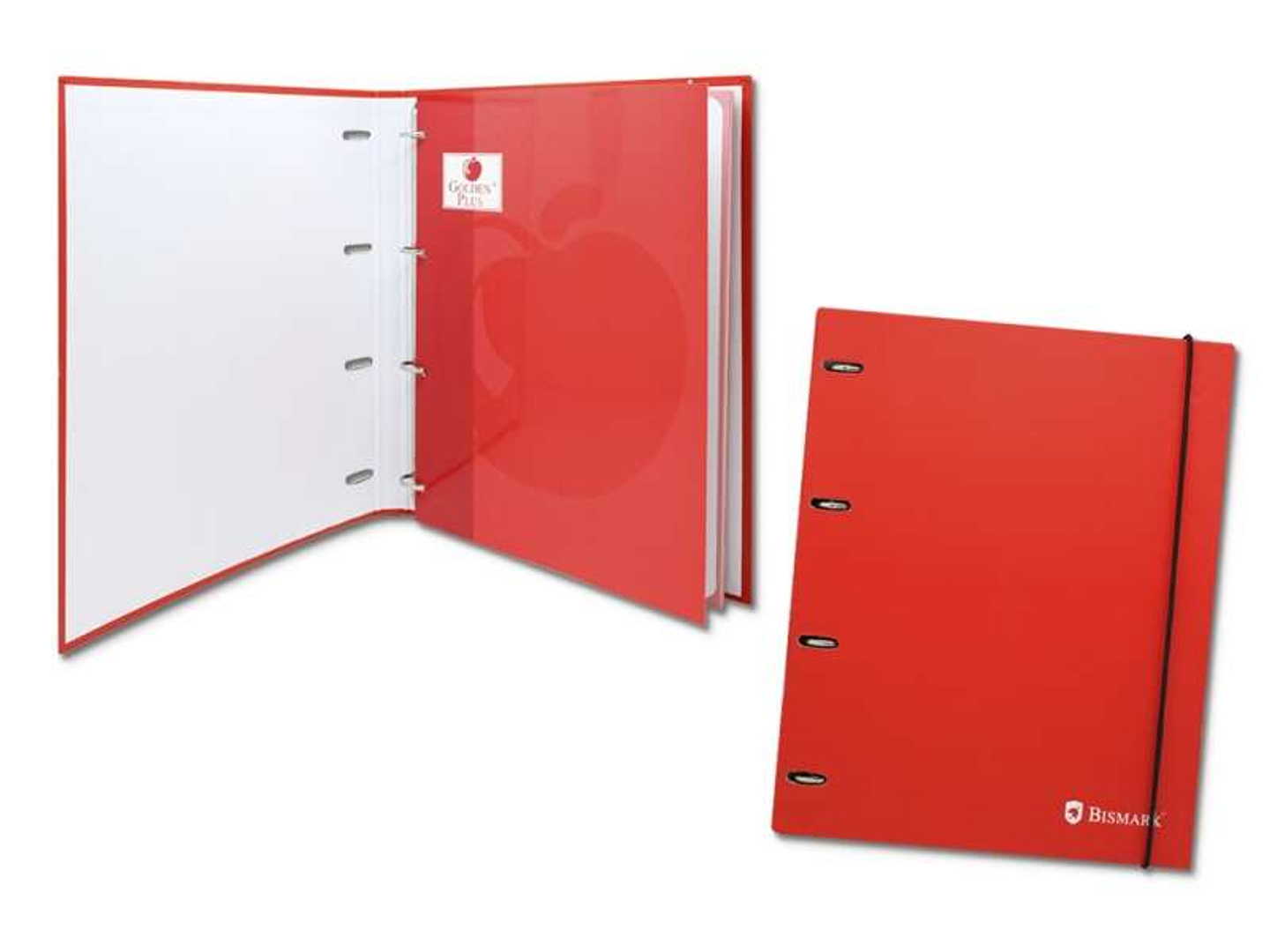 Bismark Carpeta de 4 Anillas con 80 Hojas Cuadricula 4x4 - Formato A4 - Fabricada en Carton - Color Rojo 1