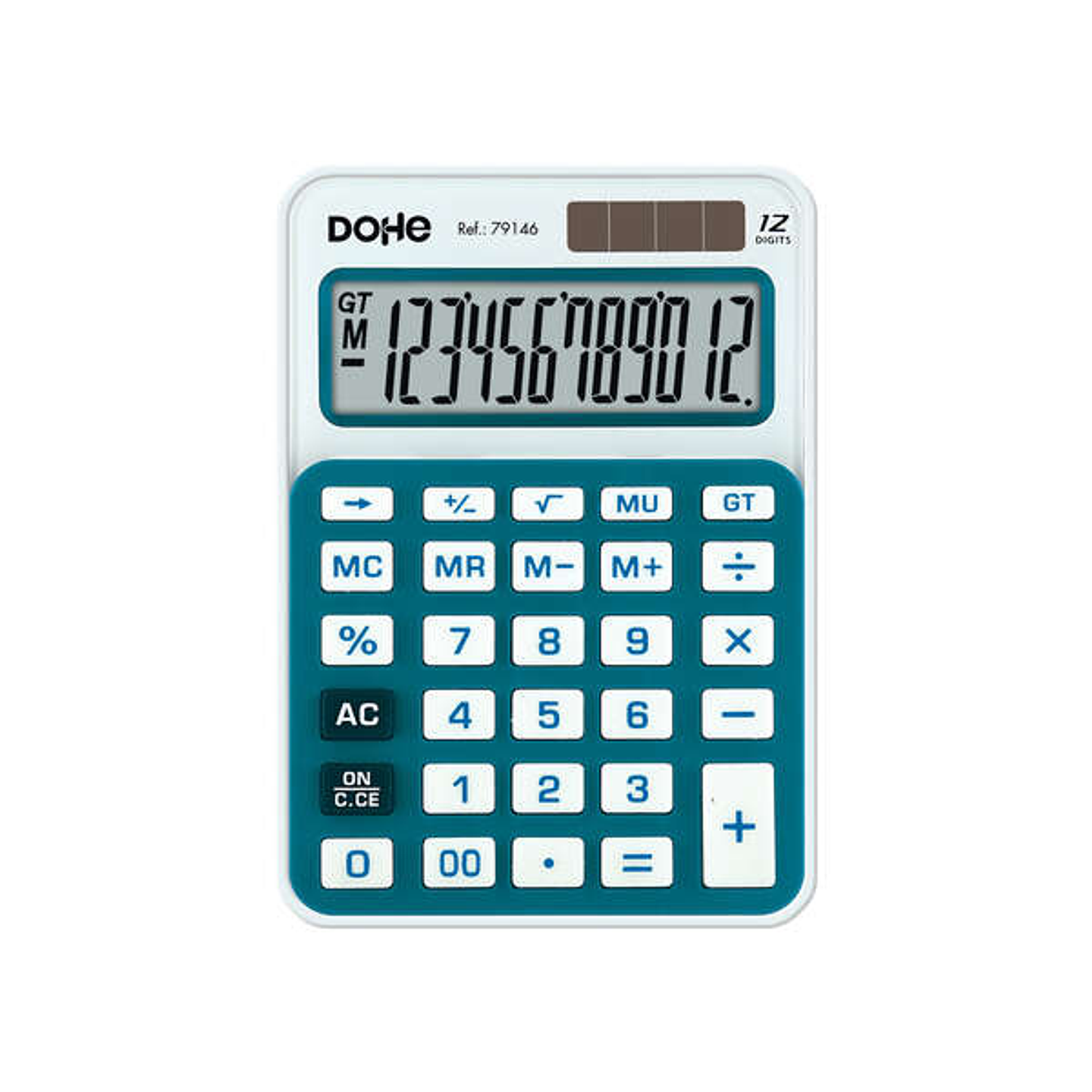 Dohe Calculadora Electronica de 12 Digitos - Alimentacion Solar y a Pilas - 4 Teclas de Memoria - Apagado Automatico - Teclas de Gran Formato - Funcio 1
