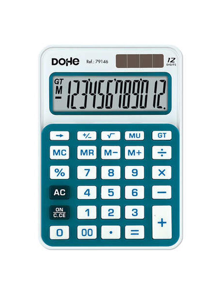 Dohe Calculadora Electronica de 12 Digitos - Alimentacion Solar y a Pilas - 4 Teclas de Memoria - Apagado Automatico - Teclas de Gran Formato - Funcio 1