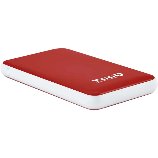 Tooq Carcasa Externa HDD/SDD 2.5" hasta 9.5mm SATA USB 3.0/3.1 Gen 1 - Sin Tornillos - Color Rojo/Blanco