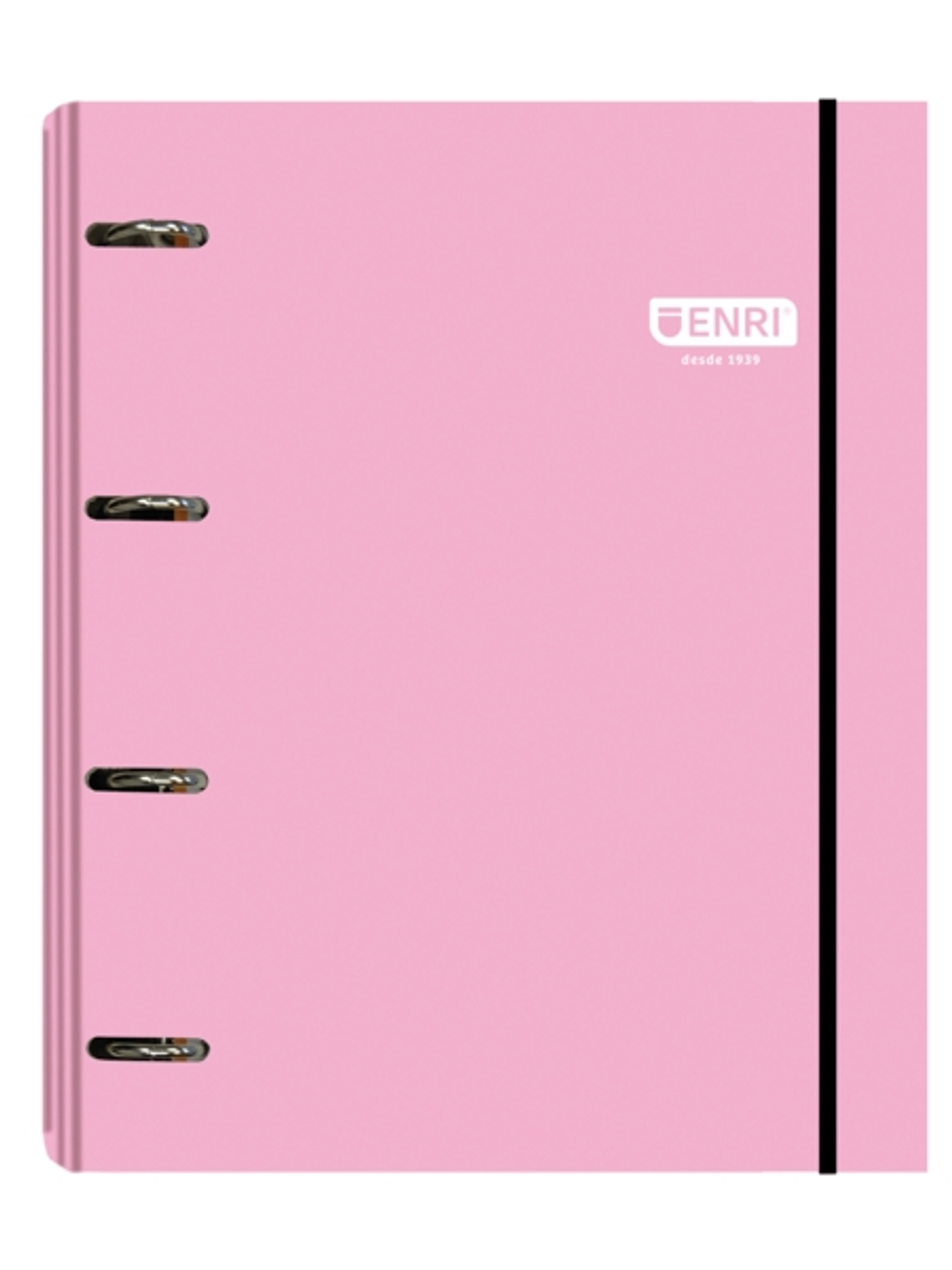 Enri Carpeta de Anillas A4+ con Recambio de 100 Hojas 80gr Cuadricula 5x5 con Bandas de Color - 4 Anillas 35mm - Tapa Extradura Brillante - Color Rosa 1