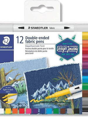 Staedtler 3190 Pack de 12 Rotuladores de Doble Punta para Textil - Colores Surtidos