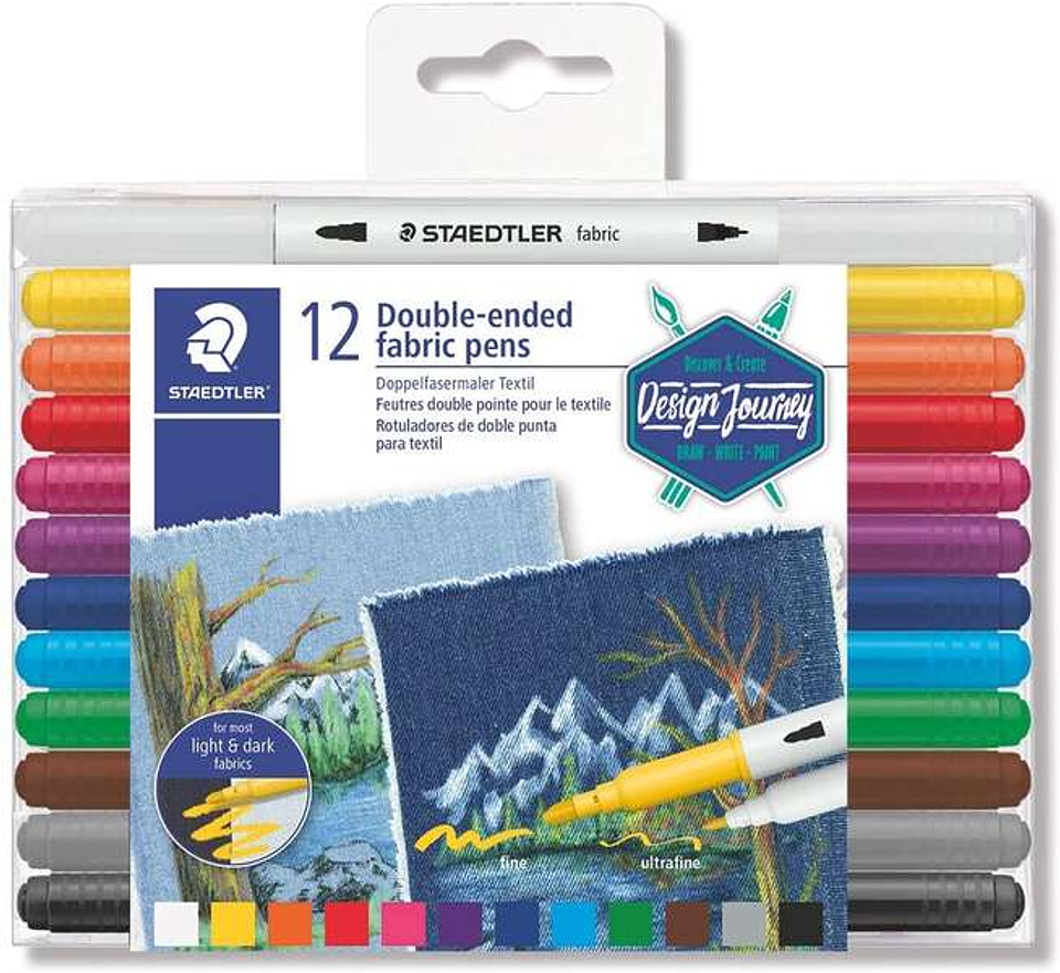 Staedtler 3190 Pack de 12 Rotuladores de Doble Punta para Textil - Colores Surtidos 1