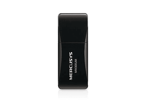 Mercusys N300 Mini Adaptador Inalambrico USB 2.0 - Hasta 300Mbps - Color Negro