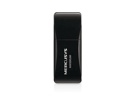 Mercusys N300 Mini Adaptador Inalambrico USB 2.0 - Hasta 300Mbps - Color Negro
