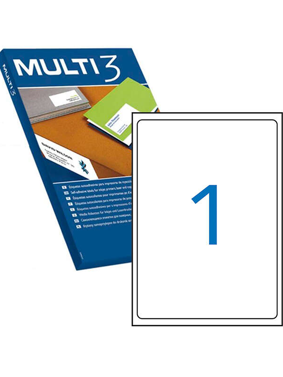 Multi3 Pack de 100 Etiquetas Blancas Cantos Romos Tamaño 199.6X289.1mm con Adhesivo Permanente para Multiples Usos 1