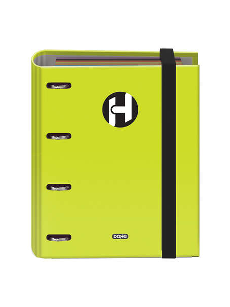 Dohe Serie Icon Carpeta de 4 Anillas Formato A5 con Recambio de 100 Hojas de 90 gr y 4 Taladros - Cierre con Goma Elastica - Anillas de 25mm - Color V 1