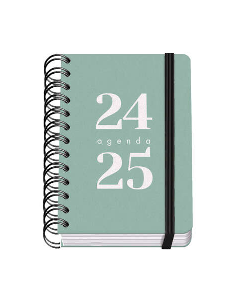 Dohe Grammar Agenda Escolar Espiral A6 - Dia Pagina - Papel 80g/m2 - Cubierta de Polipropileno - Cierre de Goma Elastica - Tamaño 10x15cm - Color Verd 1