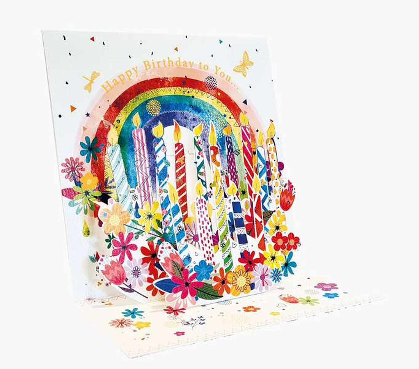 Pictura Tarjeta 3D Pop-Up - 16x16cm - Tematica Velas de Cumpleaños - Embolsada Individualmente - Incluido Sobre Blanco - Papel con Certificacion FSC 1