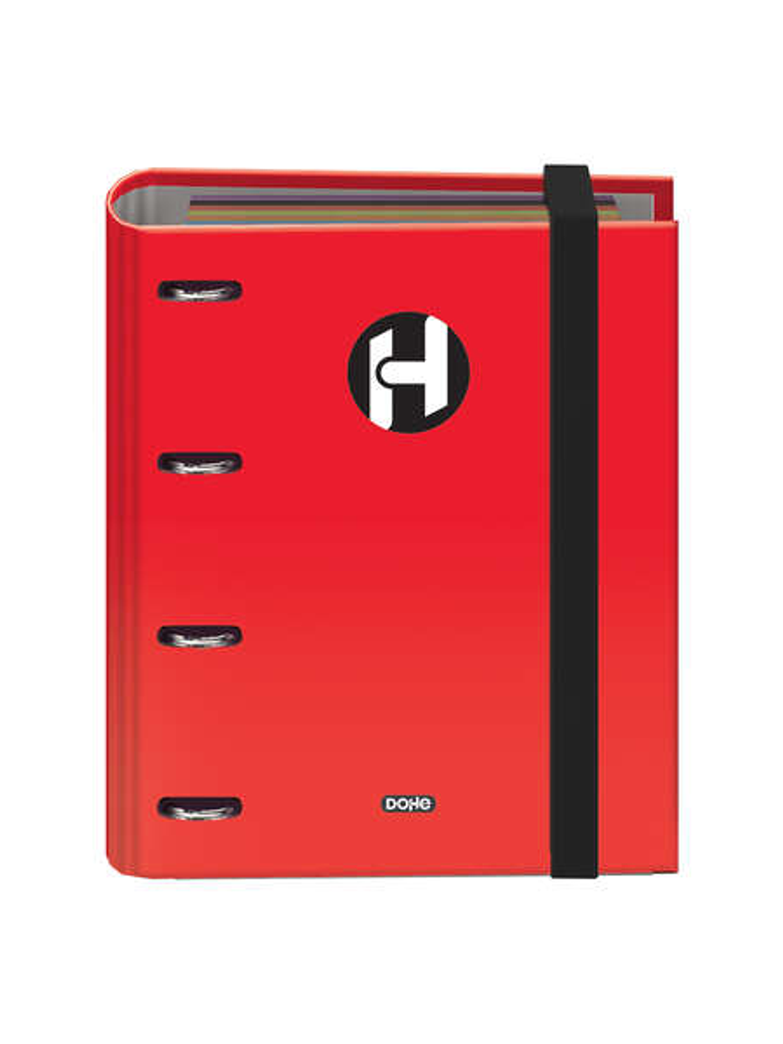 Dohe Serie Icon Carpeta de 4 Anillas Formato A5 con Recambio de 100 Hojas de 90 gr y 4 Taladros - Cierre con Goma Elastica - Anillas de 25mm - Color R 1