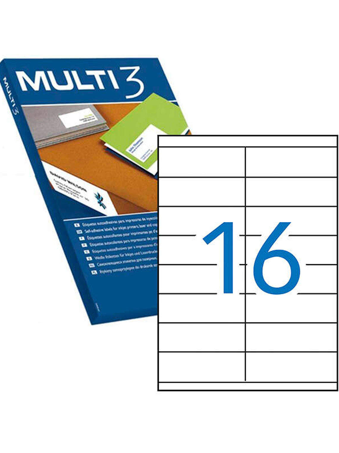 Multi3 Pack de 1.600 Etiquetas Blancas Cantos Rectos Tamaño 105.0X35.0mm con Adhesivo Permanente para Multiples Usos 1