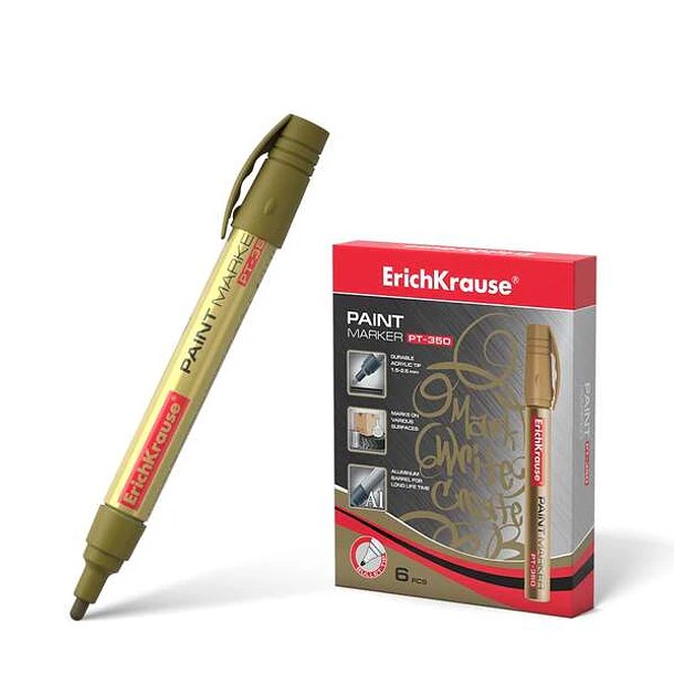 ErichKrause Pt-350 Marcador de Pintura - Sistema de Suministro de Tinta de Valvula - Cuerpo de Aluminio Resistente - Punta en Forma de Bala - Color Do