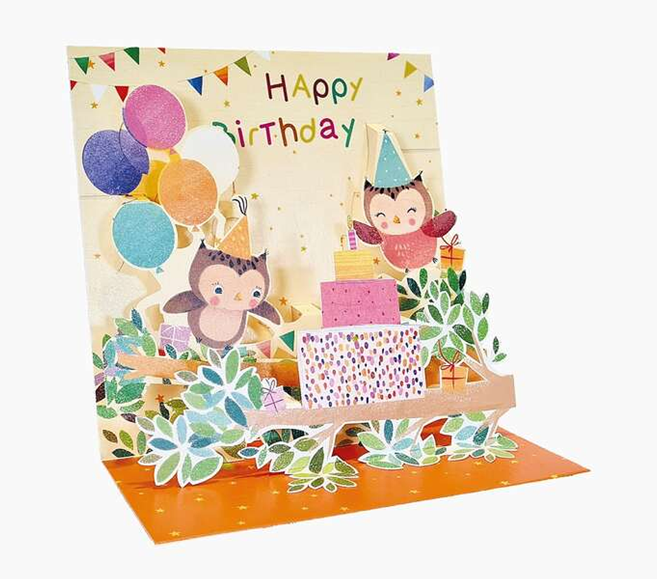 Pictura Tarjeta 3D Pop-Up - 16x16cm - Tematica Buhos - Embolsada Individualmente - Incluye Sobre Blanco - Papel con Certificacion FSC 1