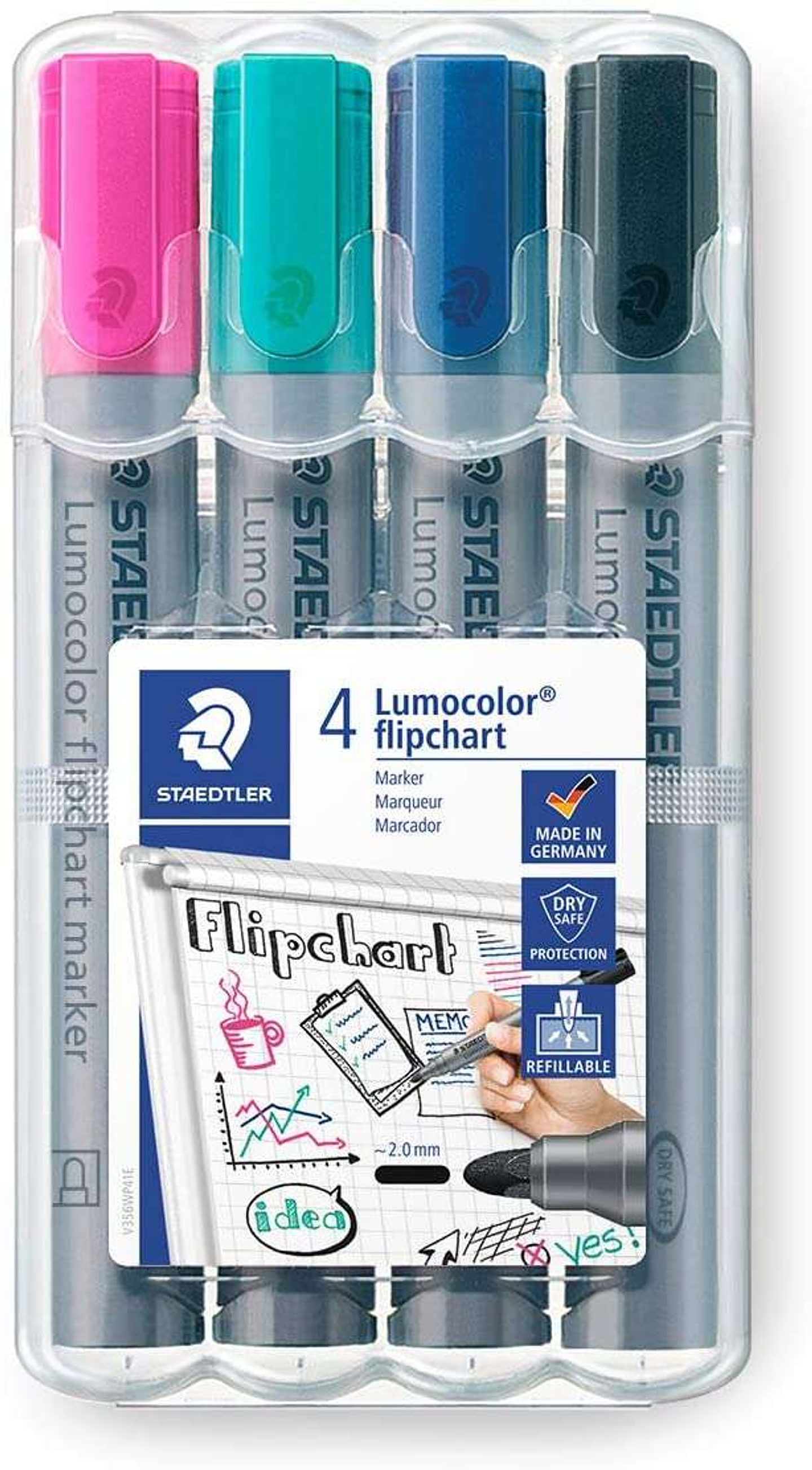 Staedtler Lumocolor Flipchart 356 Pack de 4 Marcadores Permanentes - Tinta Base de Agua - Colores Surtidos 1