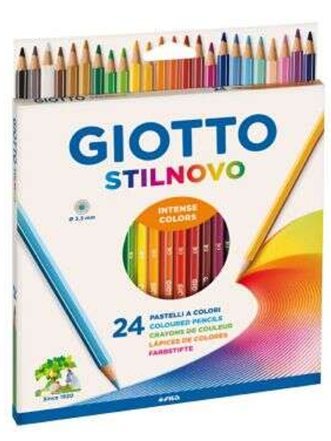Giotto Stilnovo Pack de 24 Lapices Hexagonales de Colores - Mina 3.3mm - Madera - Colores Surtidos 1