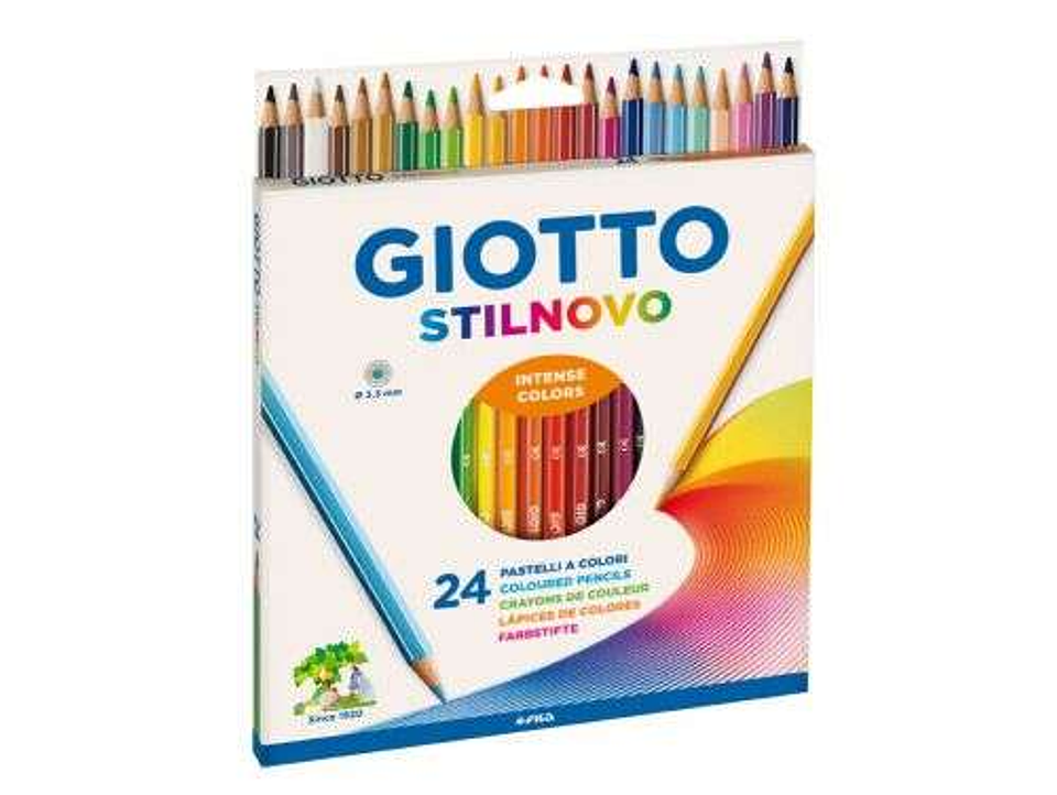 Giotto Stilnovo Pack de 24 Lapices Hexagonales de Colores - Mina 3.3mm - Madera - Colores Surtidos 1