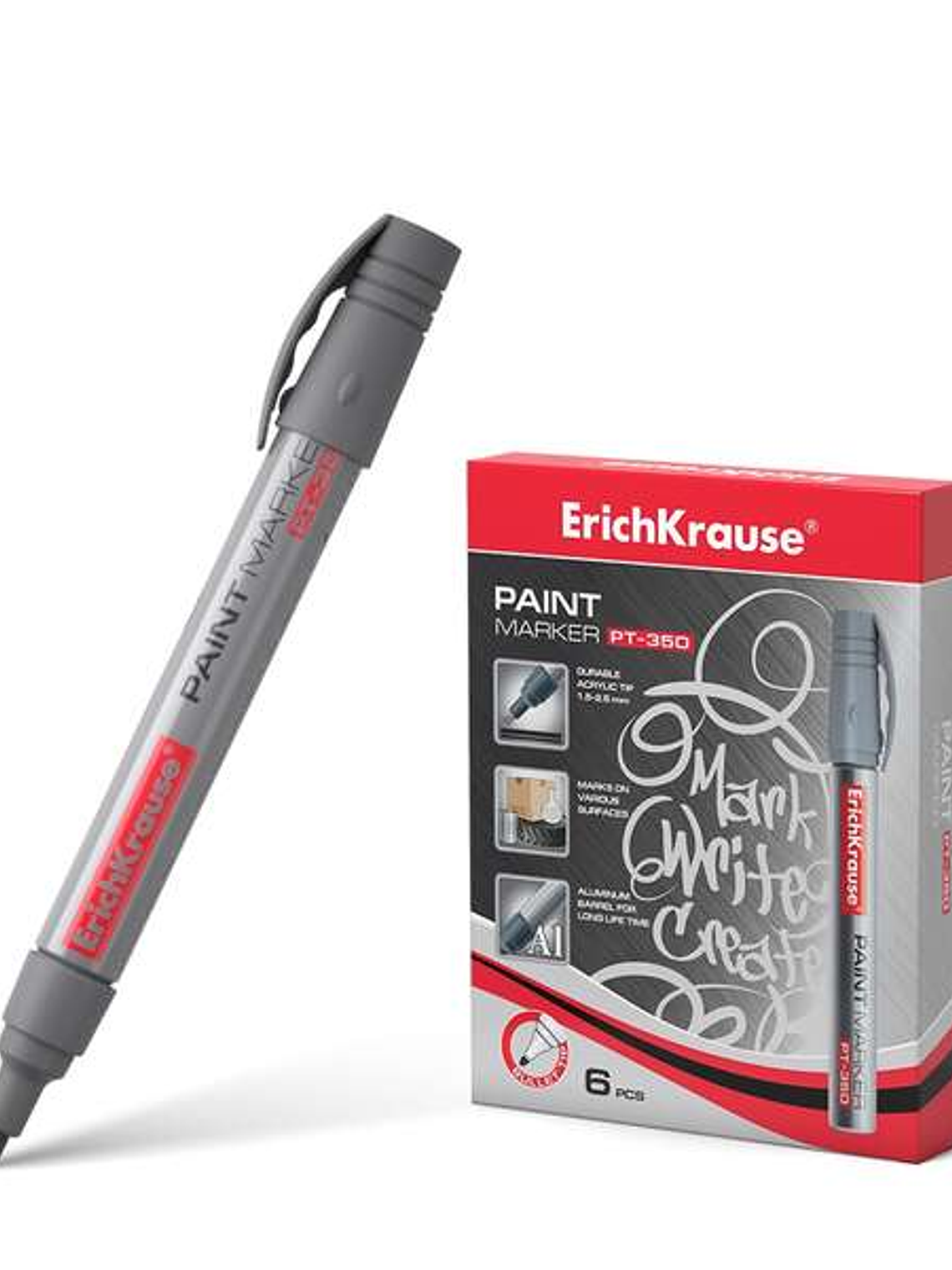ErichKrause Pt-350 Marcador de Pintura - Sistema de Suministro de Tinta de Valvula - Cuerpo de Aluminio Resistente - Punta en Forma de Bala - Resisten 1
