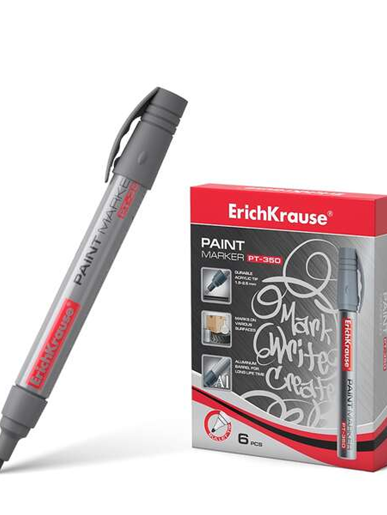ErichKrause Pt-350 Marcador de Pintura - Sistema de Suministro de Tinta de Valvula - Cuerpo de Aluminio Resistente - Punta en Forma de Bala - Resisten 1