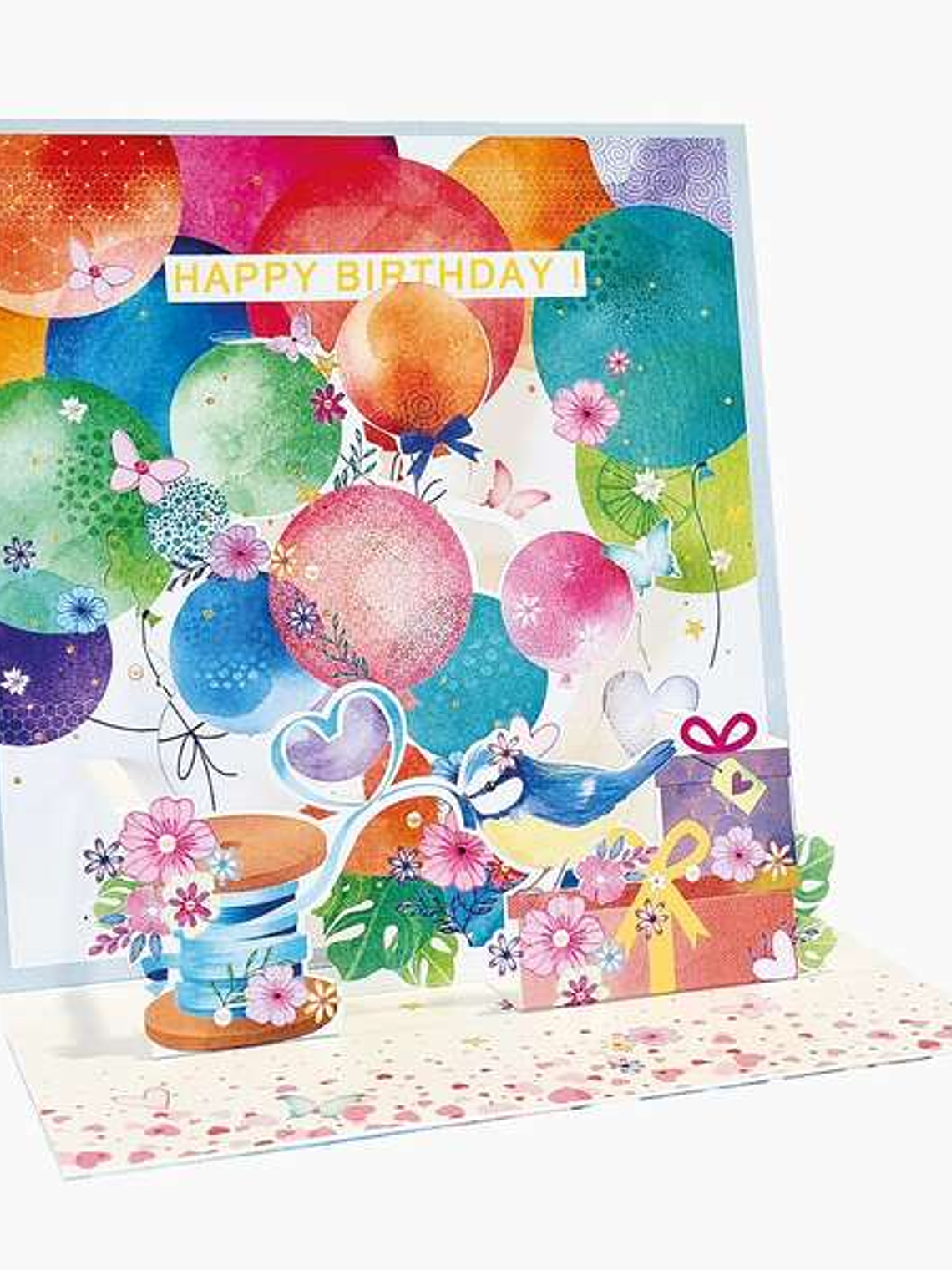 Pictura Tarjeta 3D Pop-Up - 16x16cm - Tematica Globos - Embolsada Individualmente - Incluido Sobre Blanco - Papel con Certificacion FSC 1