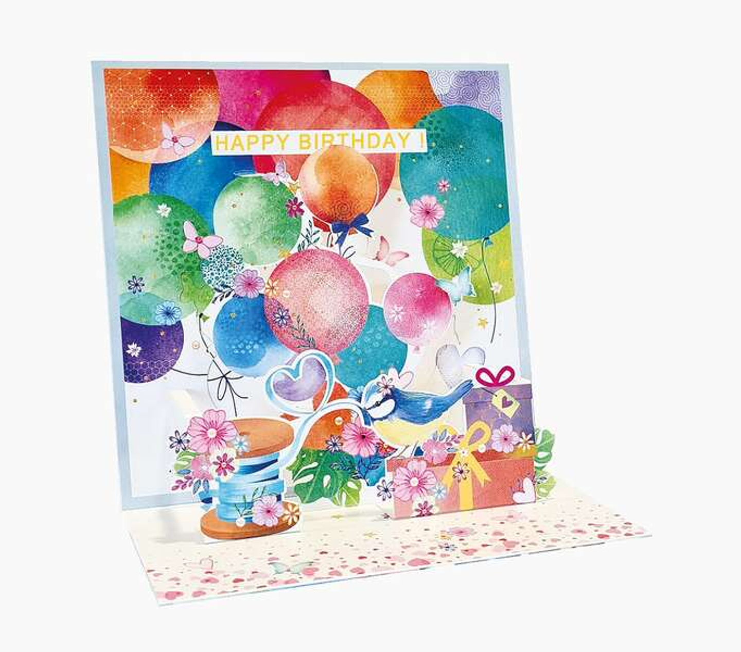 Pictura Tarjeta 3D Pop-Up - 16x16cm - Tematica Globos - Embolsada Individualmente - Incluido Sobre Blanco - Papel con Certificacion FSC 1