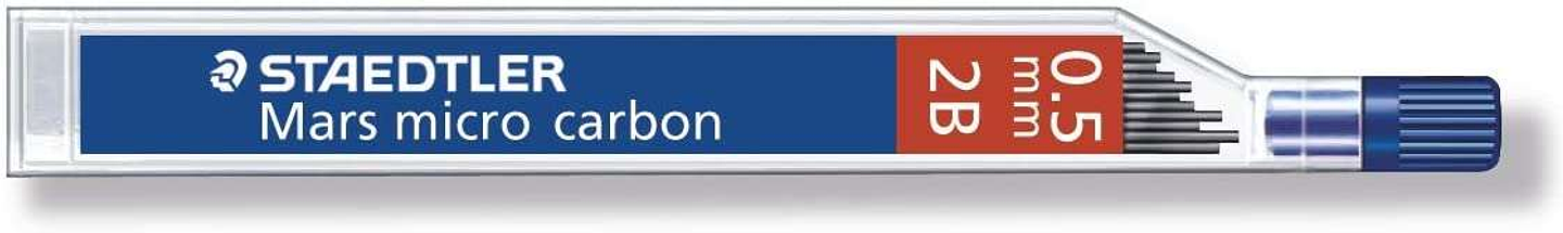 Staedtler Mars Micro Carbon 250 Tubo de 12 Minas de Grafito - Dureza 2B - Trazo 0.5mm - Alta Resistencia 1