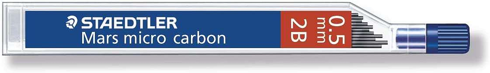 Staedtler Mars Micro Carbon 250 Tubo de 12 Minas de Grafito - Dureza 2B - Trazo 0.5mm - Alta Resistencia 1