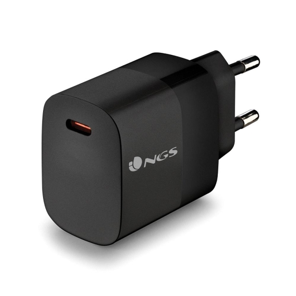 NGS Bud 20W Cargador Universal de Pared 20W Ultrarapido - 1x USB-C PD & PPS - Color Negro 1