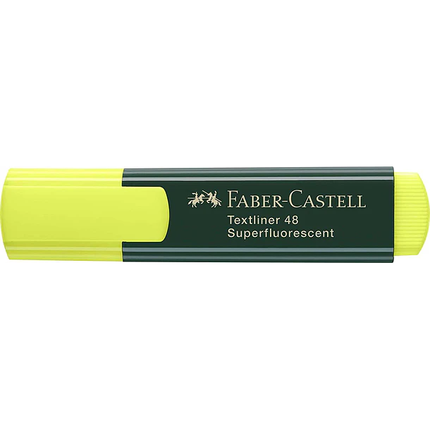 Faber-Castell Rotulador Marcador Fluorescente Textliner 48 - Punta Biselada - Trazo entre 1.2mm y 5mm - Tinta con Base de Agua - Color Amarillo
