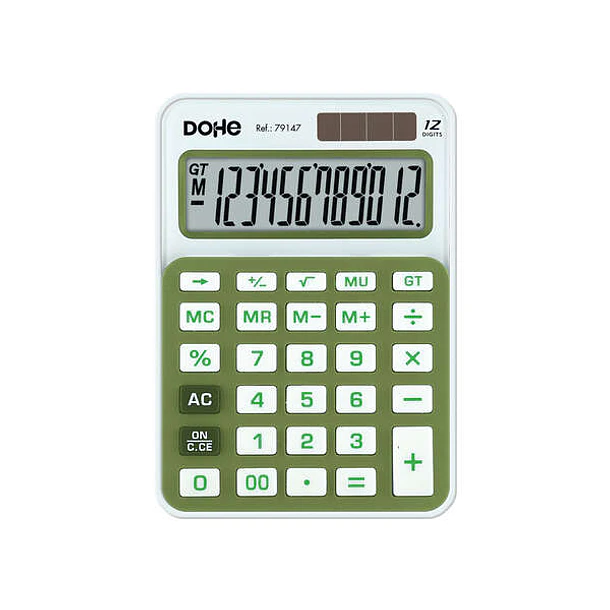 Dohe Calculadora de Sobremesa Pequeña 12 Digitos - Teclas de Gran Formato - 4 Teclas de Memoria - Apagado Automatico - Alimentacion Solar y Pilas - Co