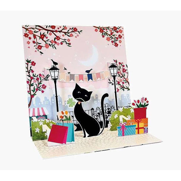 Pictura Tarjeta Felicitacion 3D Pop-Up - Laminas - Purpurina - Relieve - Cortes Laser - 16x16cm - Incluye un Sobre Blanco y Envoltorio en Papel de Cel