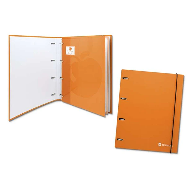 Bismark Carpeta de 4 Anillas con 80 Hojas Cuadricula 4x4 - Formato A4 - Fabricada en Carton - Color Naranja