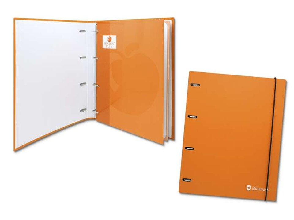 Bismark Carpeta de 4 Anillas con 80 Hojas Cuadricula 4x4 - Formato A4 - Fabricada en Carton - Color Naranja 1