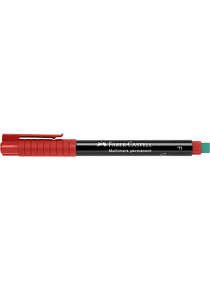 Faber-Castell Multimark Rotulador Permanente - Ancho de Trazo 0.6mm - Goma de Borrar Integrada - Resistente a la Luz y al Agua - Color Rojo
